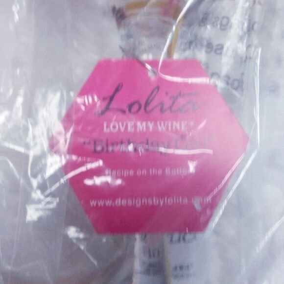 Lolita Wine Glass Birthday Girl Cocktail Recipe Hand Painted Yellow Pink New - Picture 5 of 13